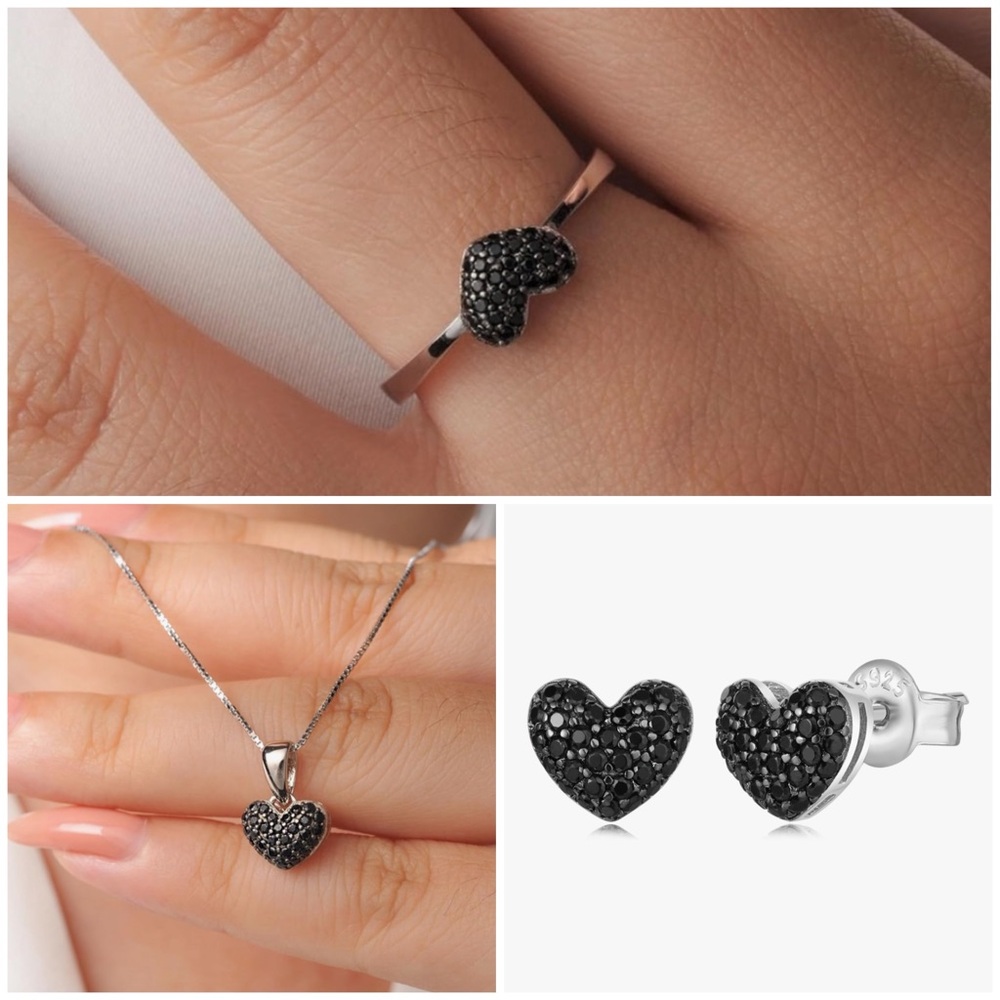 Sterling Silver & black Spinel jewelry set